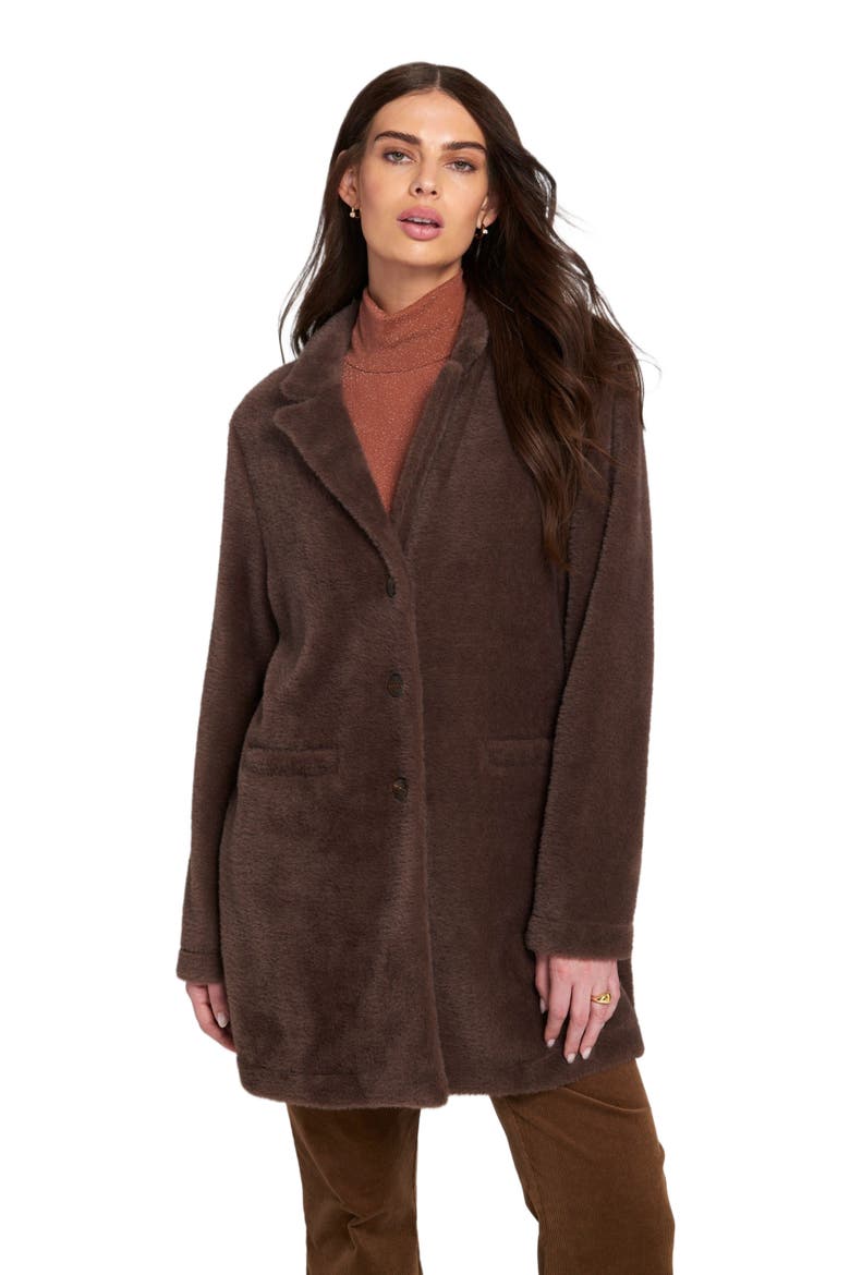 Fuzzy Knit Coat Teddy, Alternate, color, Chocolate