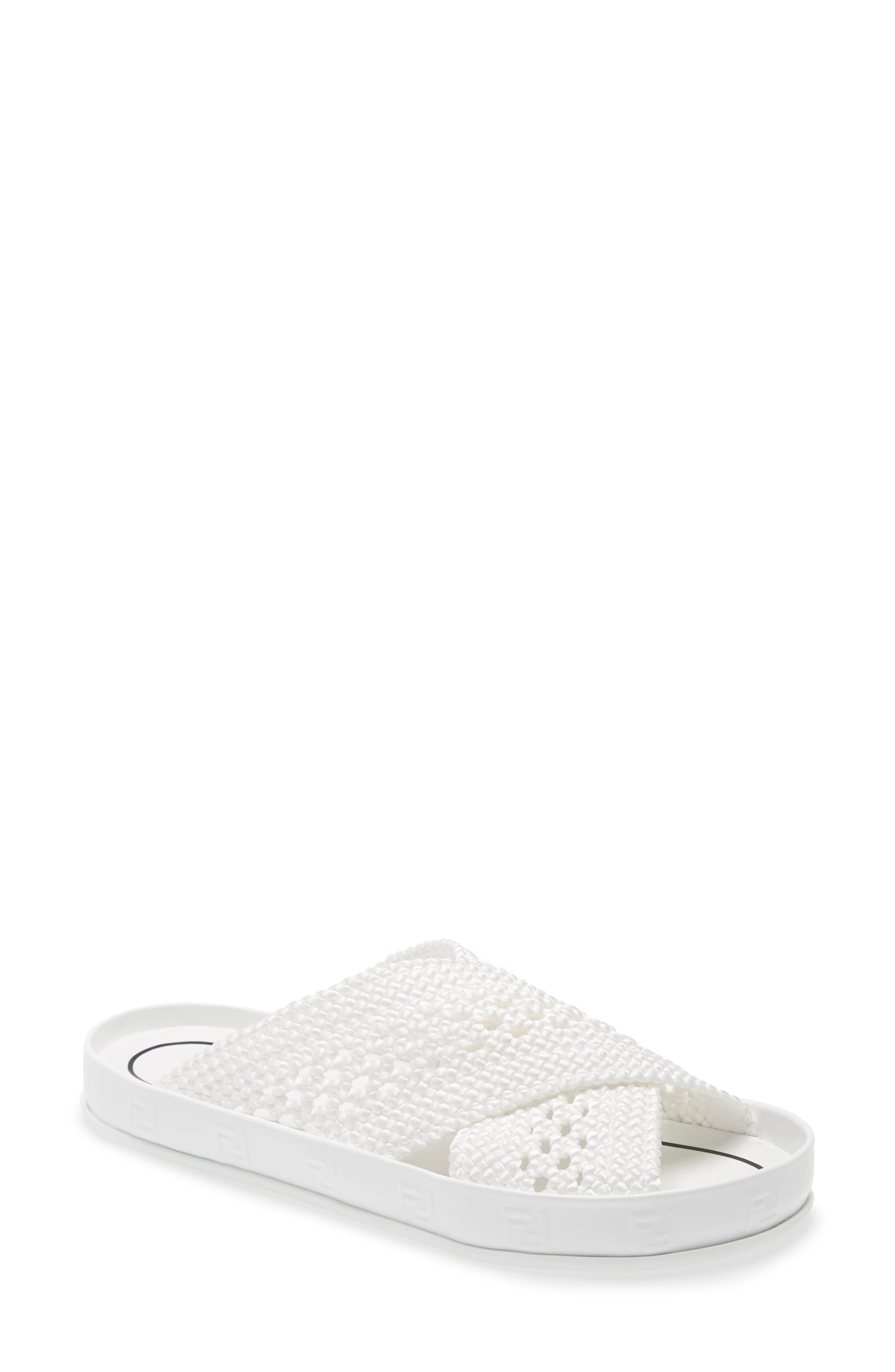 Fendi FF Logo Woven Slide Sandal, Main, color, 