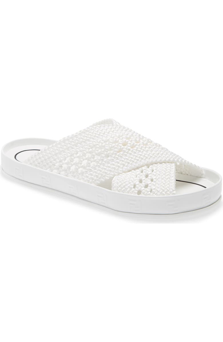 Fendi FF Logo Woven Slide Sandal, Main, color,