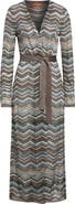 Missoni Belted Sequin Metallic Zigzag Stripe Maxi Cardigan
