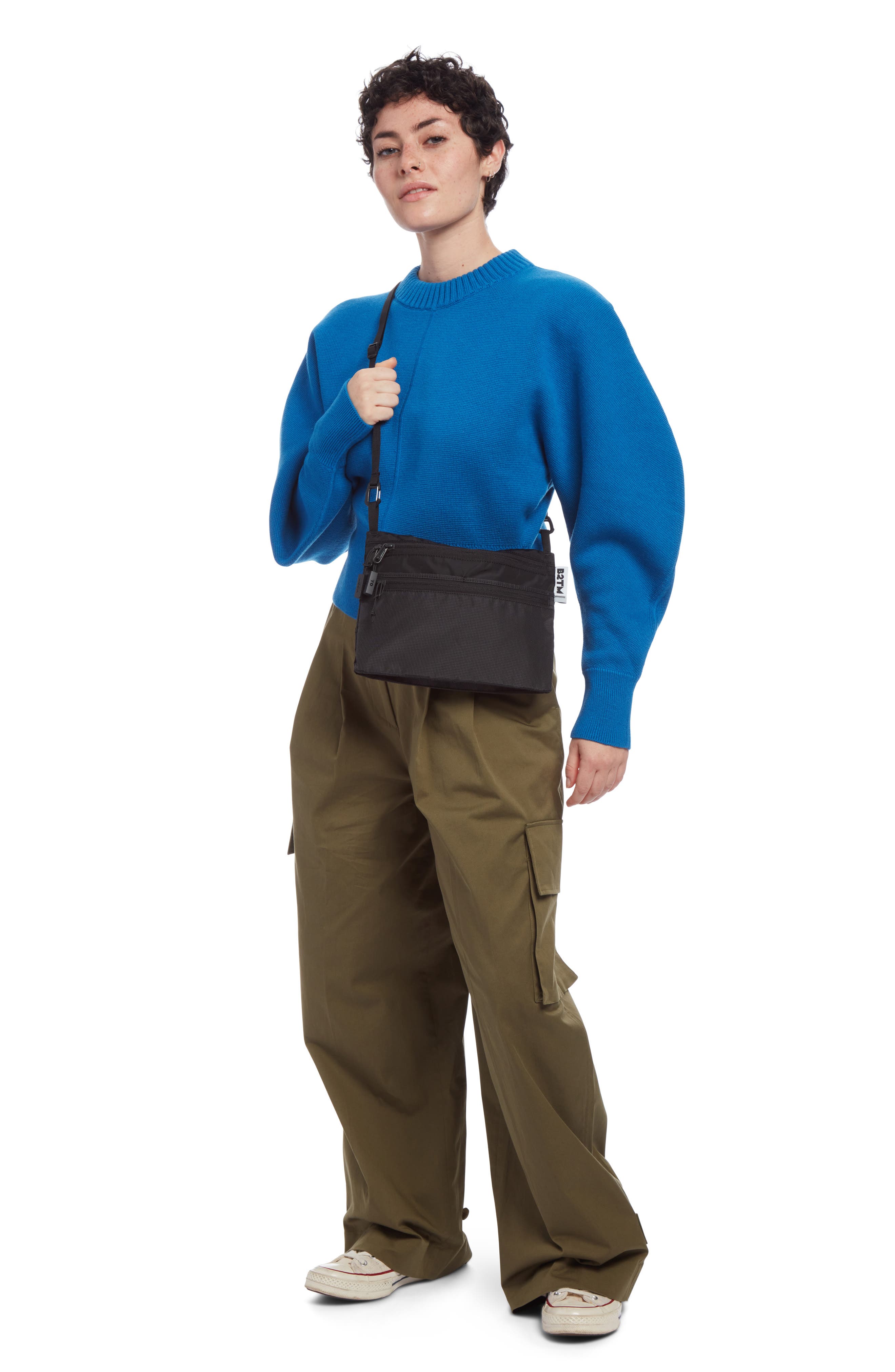 Baboon to the Moon Rectangle Sacoche Crossbody Bag, Alternate, color, Black