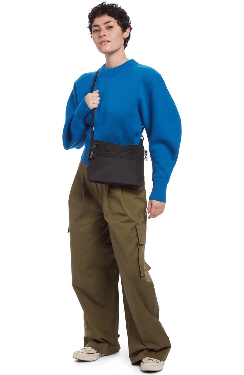 Baboon to the Moon Rectangle Sacoche Crossbody Bag, Alternate, color, Black