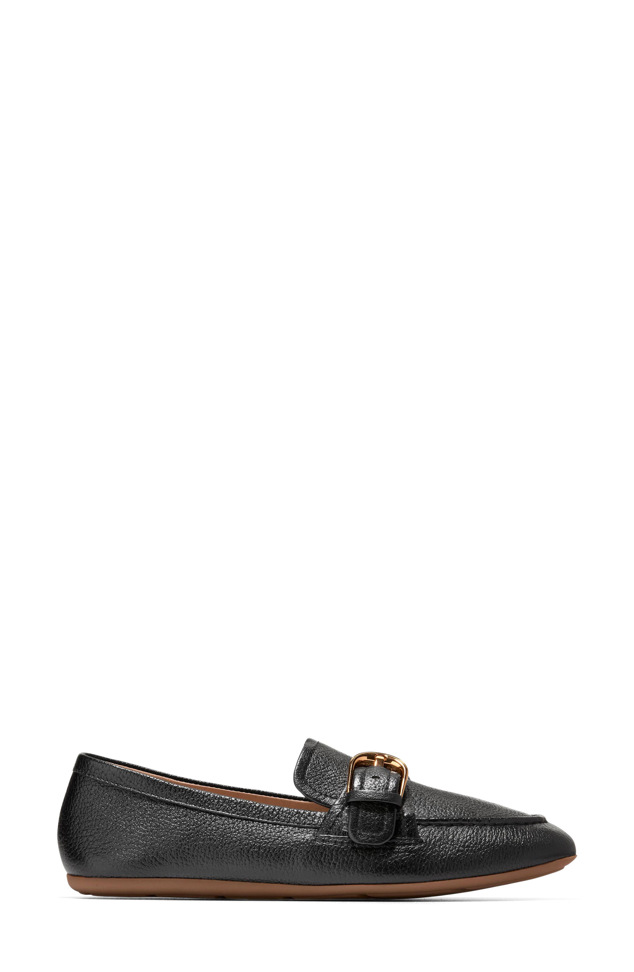 Cole Haan Grand Ambition Alette Buckle Loafer, Alternate, color, Black Tumbled Leather