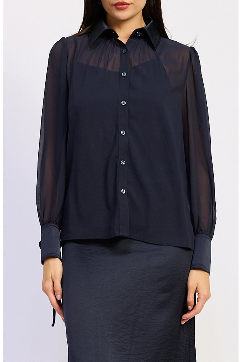 Gia Button Front Shirt, Main, color, NAVY