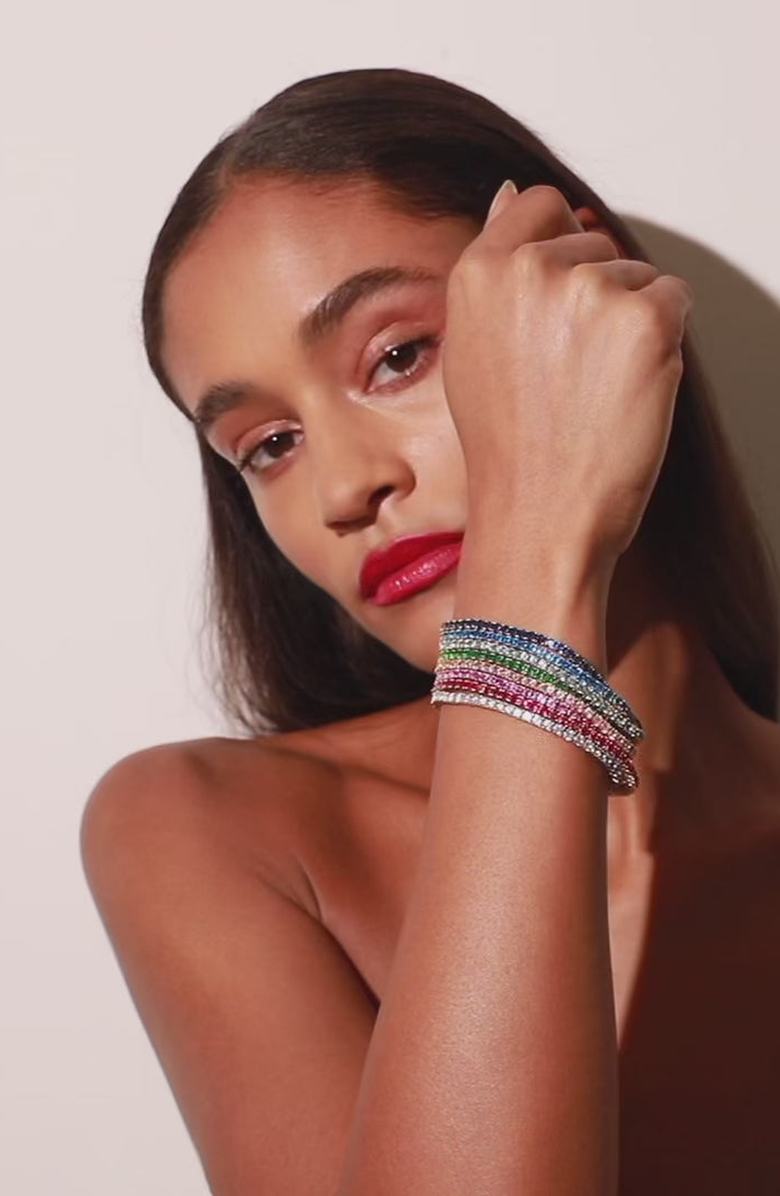 Aurate New York Lab Grown Morganite Tennis Bracelet, Alternate, color, Morganite