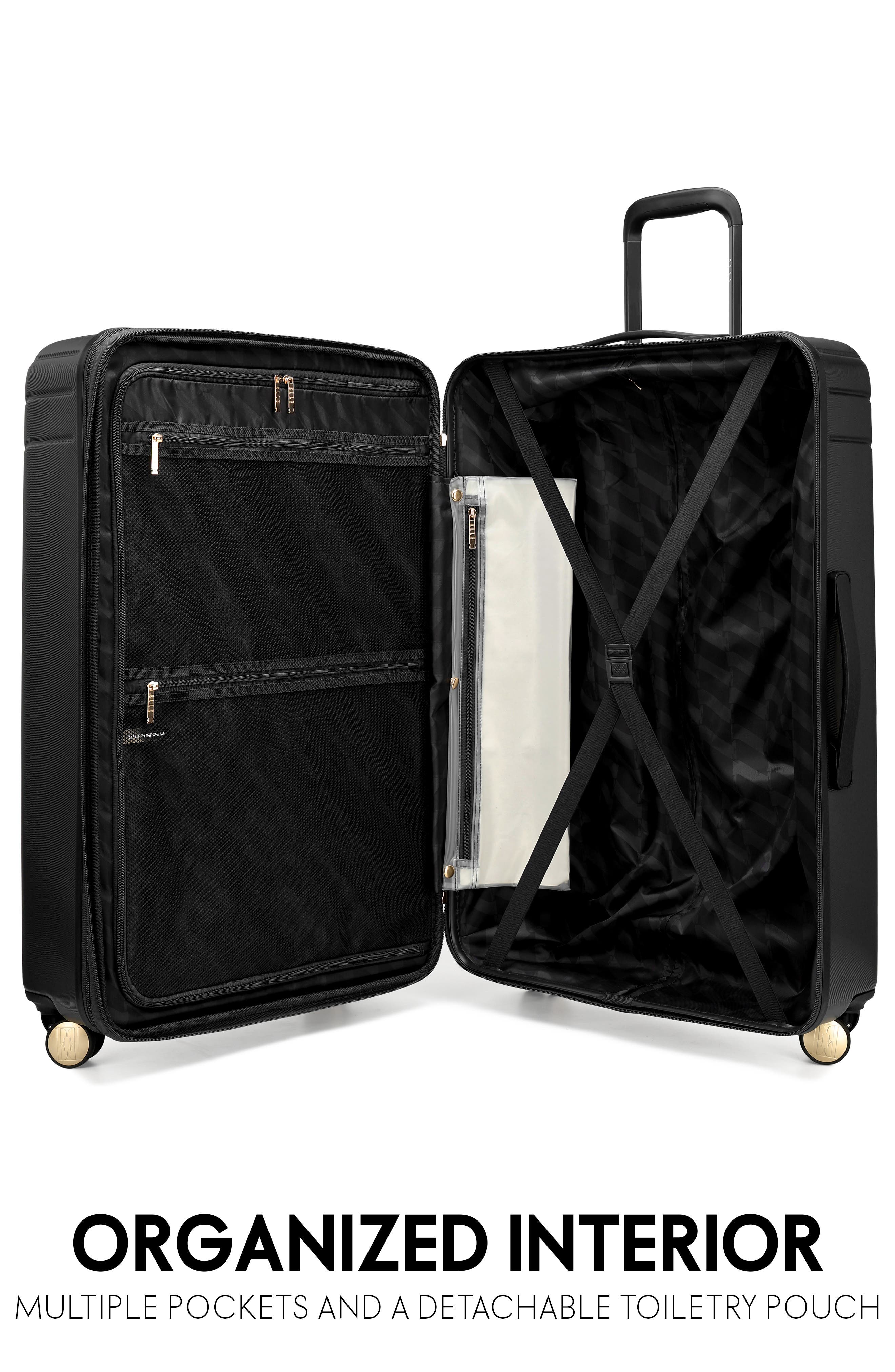 ELLE Louvre 2 Piece Expandable Polycarbonate Spinner Luggage Set, Alternate, color, Black