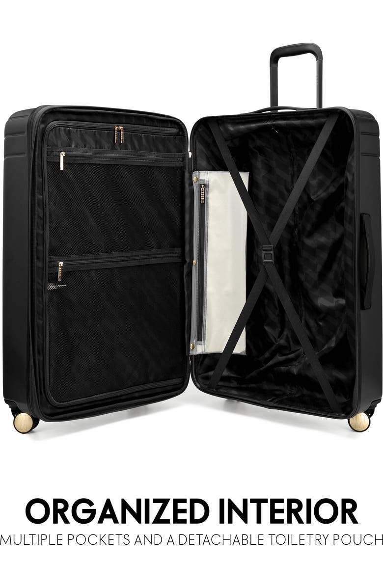 ELLE Louvre 2 Piece Expandable Polycarbonate Spinner Luggage Set, Alternate, color, Black