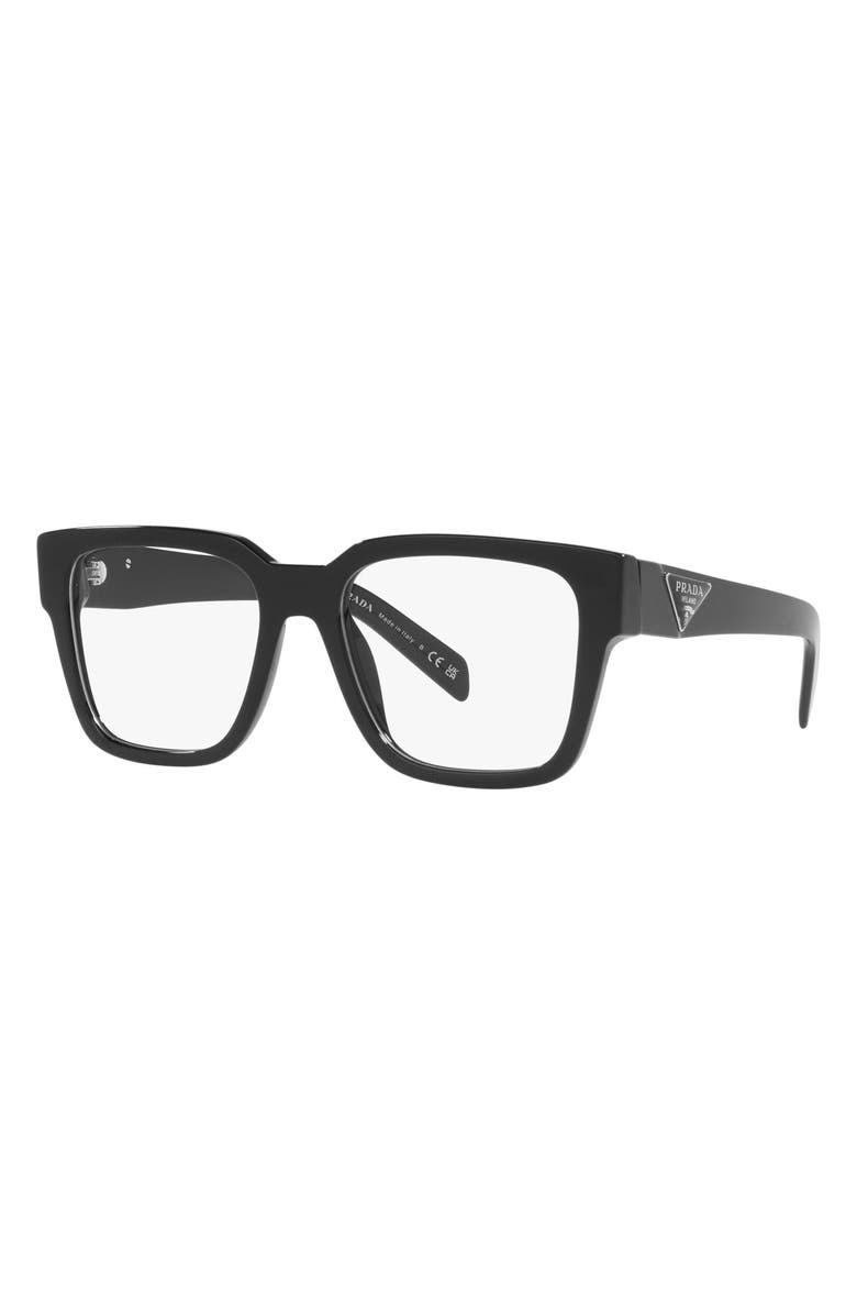 Prada 54mm Square Optical Glasses, Alternate, color, Black