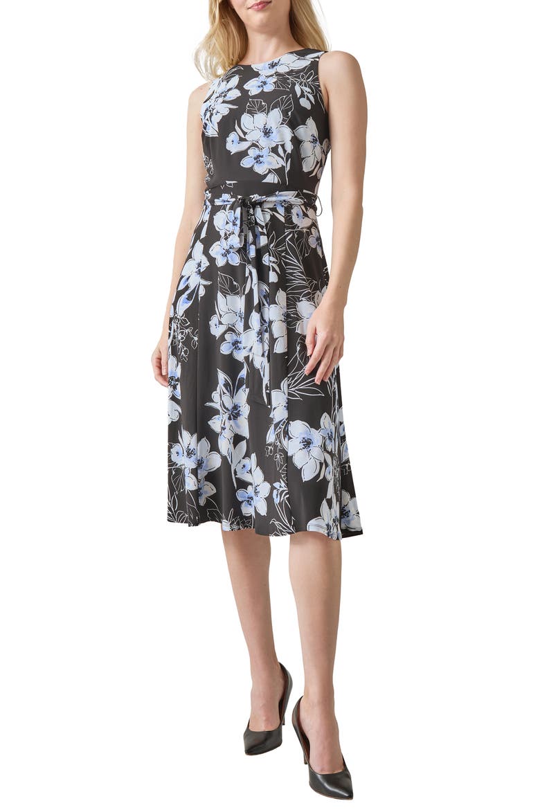 Flora Floral Print Sleeveless Dress, Main, color, BLACK MULTI