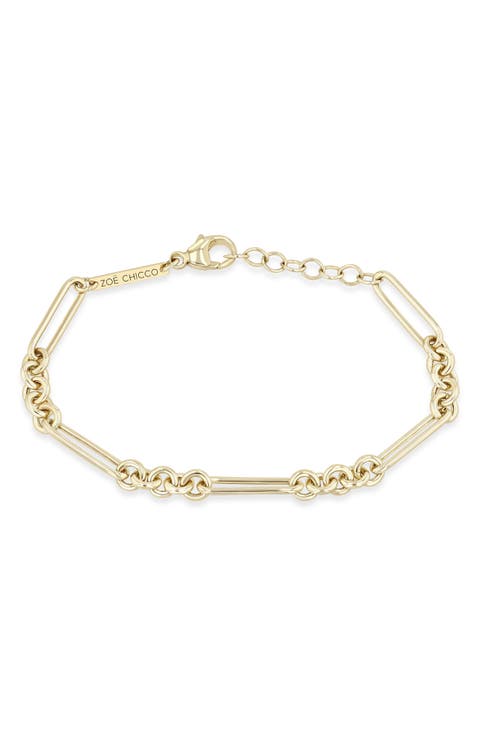 Mix Paper Clip Rolo Chain Bracelet