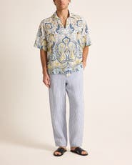 Orlebar Brown Vincent Linen Relaxed Fit Overhead Linen Shirt with Fairground Print