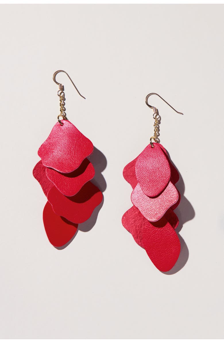 Nickel & Suede Florence Earrings, Main, color, Pomegranate / Gold Metal