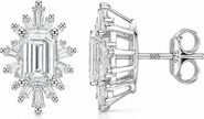 Donatello Gian Sterling Silver Emerald-Cut Baguette Halo Earrings