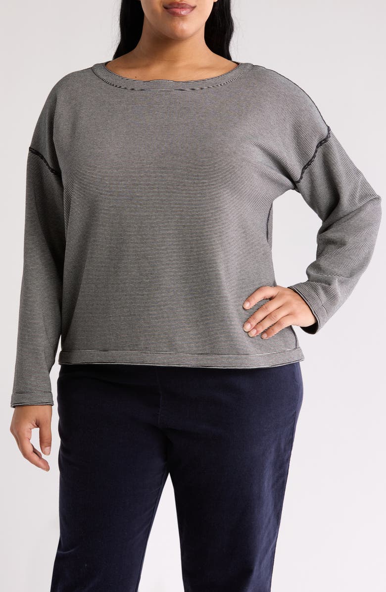 Eileen Fisher Reversible Boat Neck Organic Cotton Top, Alternate, color, Black