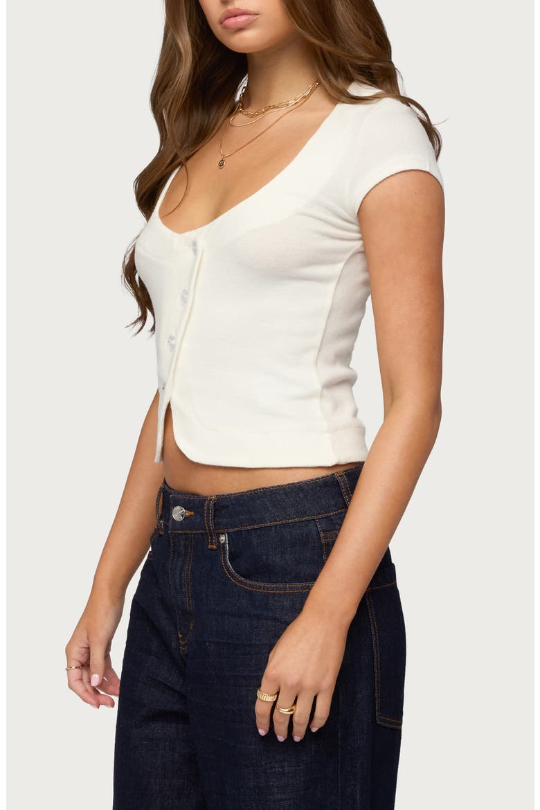 Blaunca Asymmetric Crop Knit Top, Alternate, color, CREAM