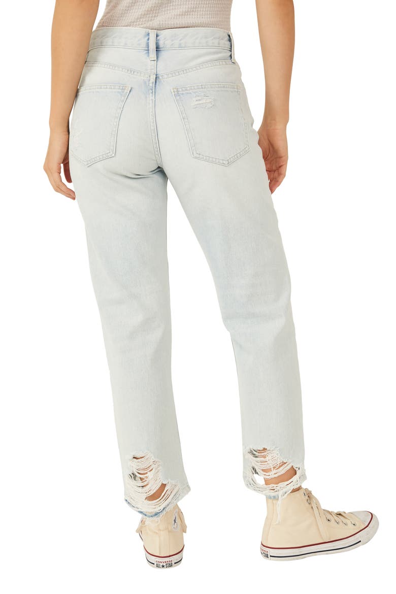 We the Free Bonita High Waist Distressed Jeans, Alternate, color, DREAM BLUE