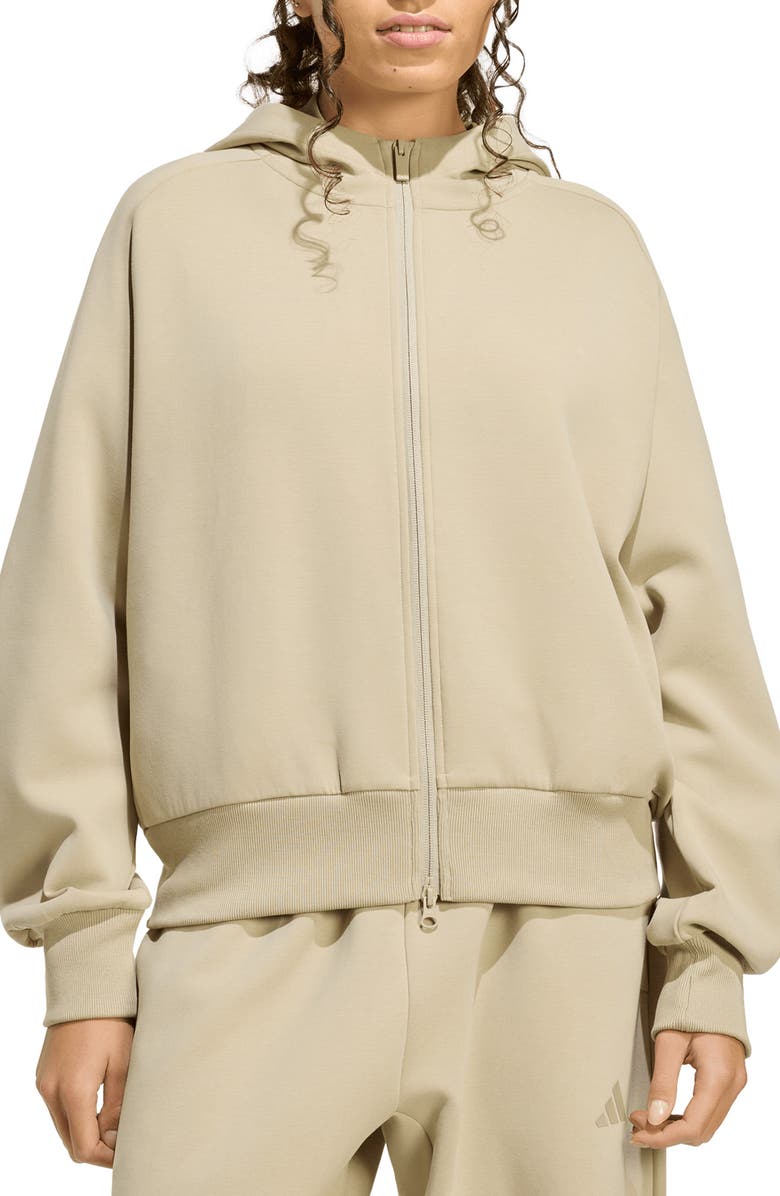 adidas Originals Soft Lux Zip Front Hoodie, Main, color, Wonder Cargo