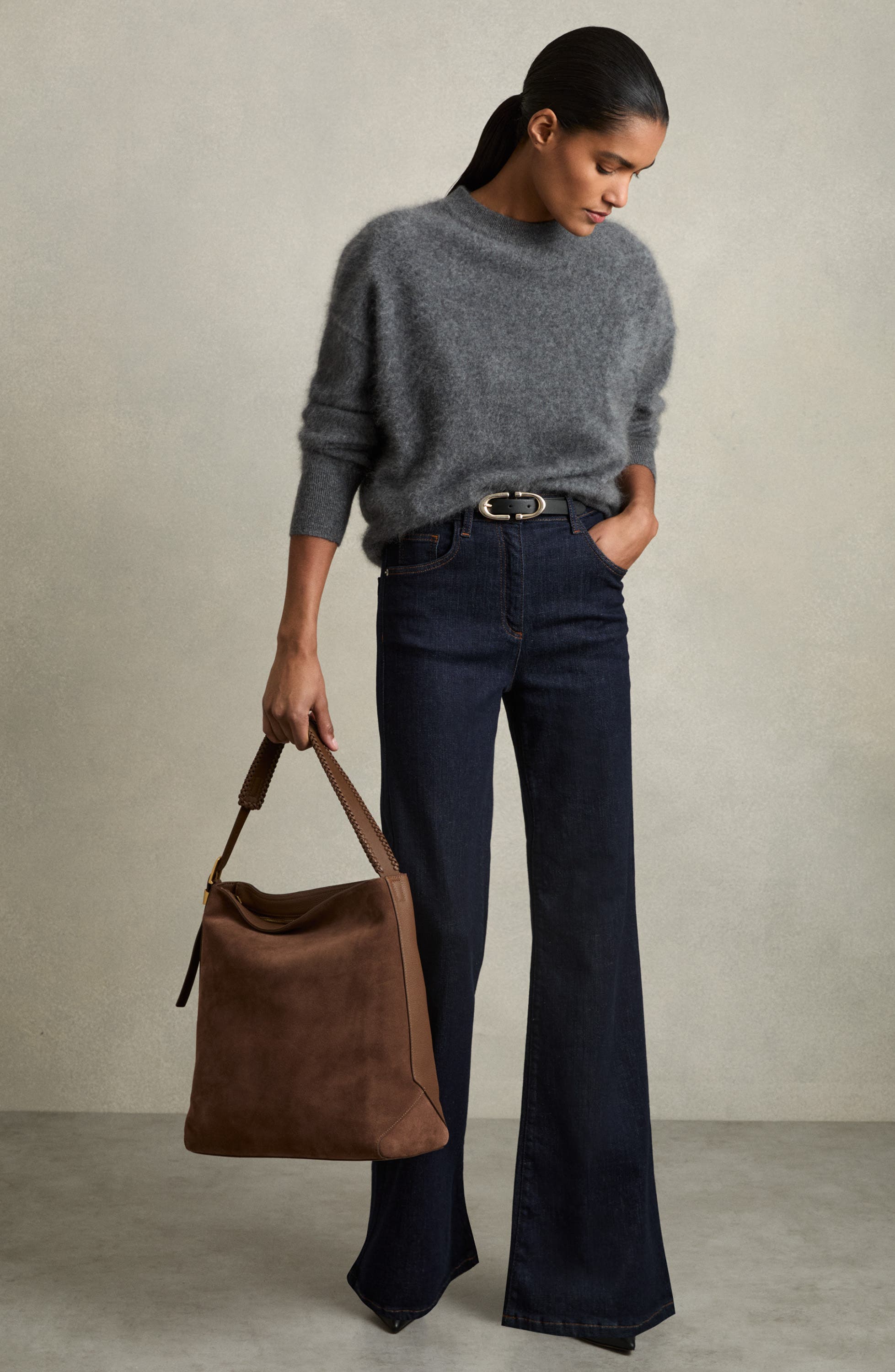 Reiss Shiba Suede Hobo Bag, Alternate, color, 