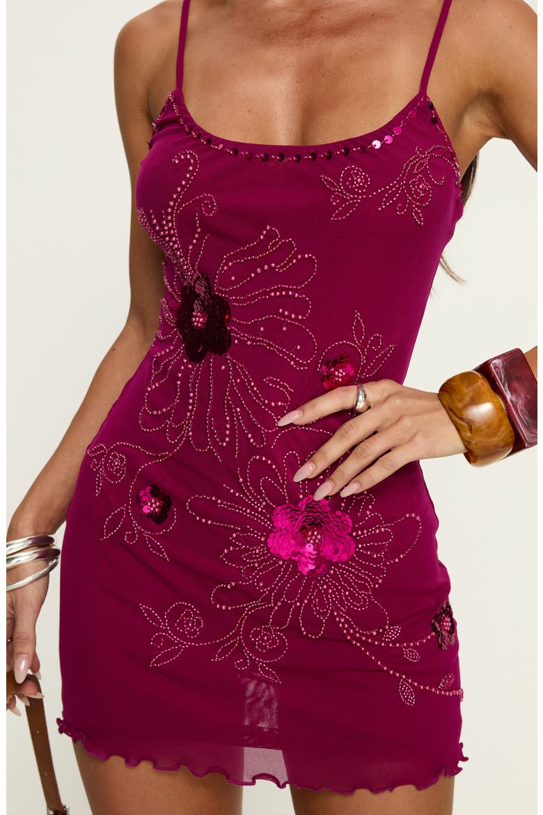 Daphne Sequin Beaded Sleeveless Minidress, Alternate, color, BURGUNDY