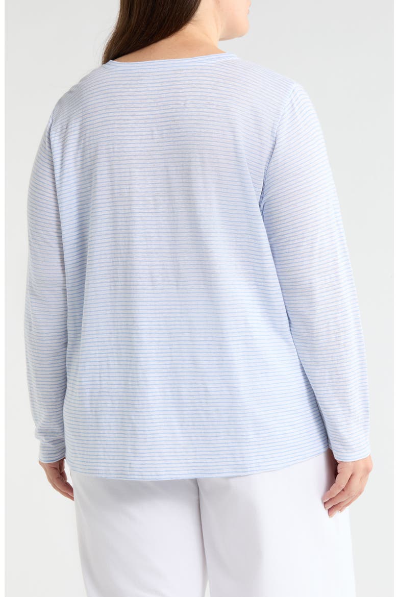 Stripe Long Sleeve Organic Linen T-Shirt, Alternate, color, SKYLIGHT