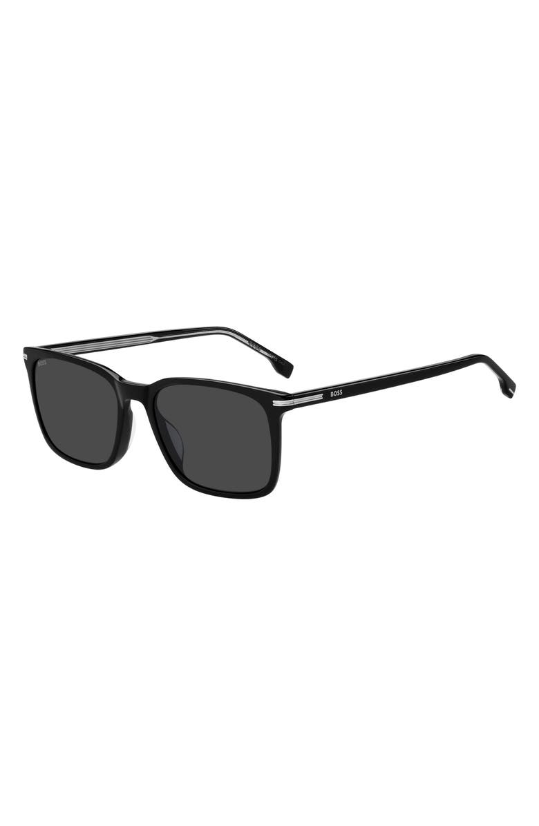 BOSS 55mm Rectangular Sunglasses, Alternate, color, Black/ Grey