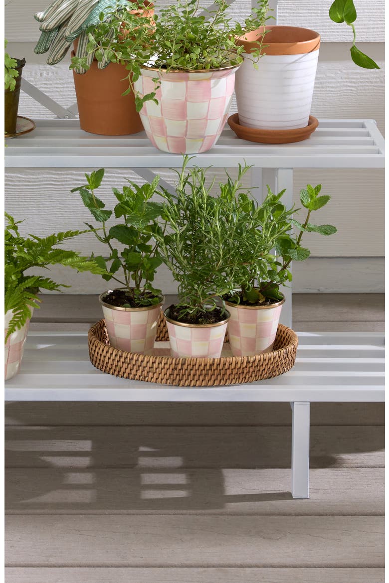 Rosy Check Enameled Steel Set of 3 Herb Pots, Alternate, color, ROSY