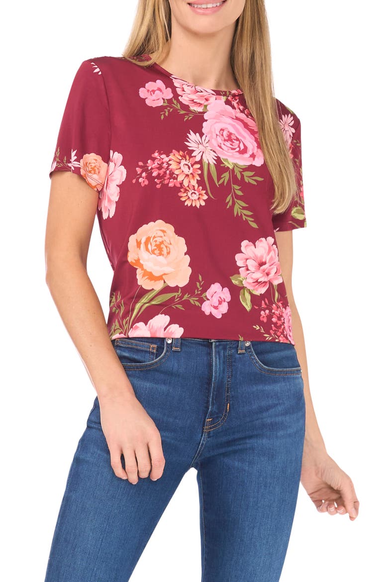 Eva Floral T-Shirt, Main, color, BEET RED
