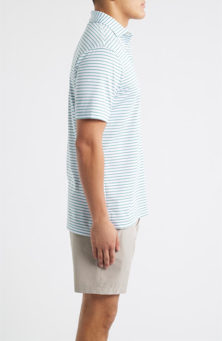 Peter Millar Dunnes Stripe Performance Jersey Polo, Alternate, color, White / Snow Pea