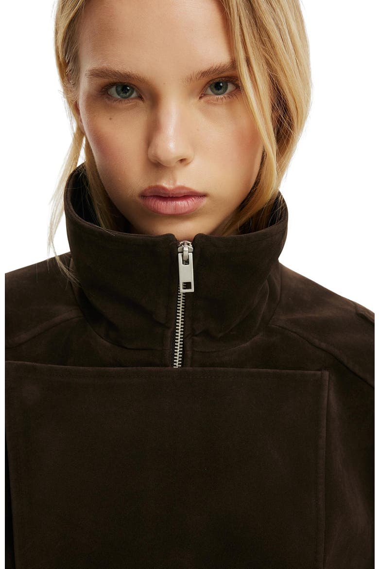 Women's Cove Faux Suede Biker Jacket, Alternate, color, Dark Oak