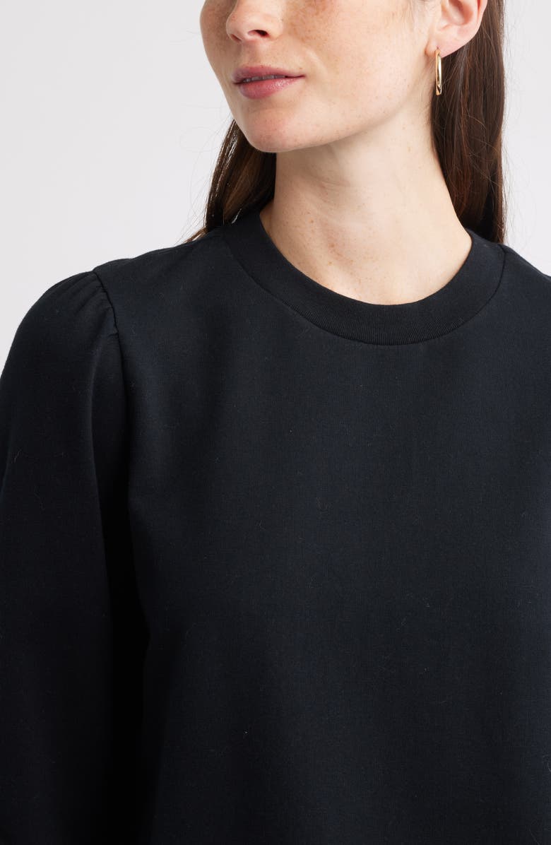 Caslon<sup>®</sup> Puff Shoulder Sweatshirt, Alternate, color, Black