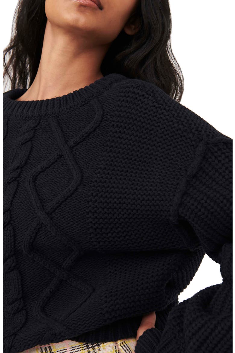 Dream Cable Crewneck Sweater, Alternate, color, BLACK