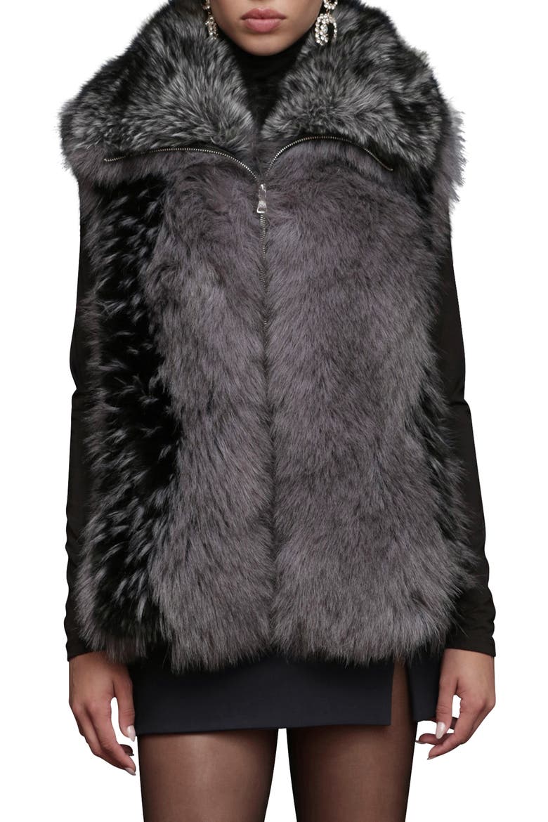 Convertible Collar Faux Fur Vest, Alternate, color, CHINCHILLA