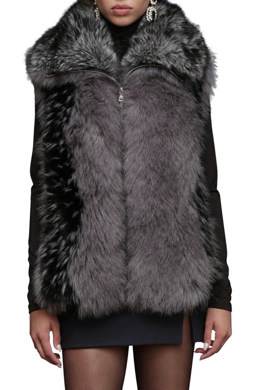 Avec Les Filles Convertible Collar Faux Fur Vest In Multi