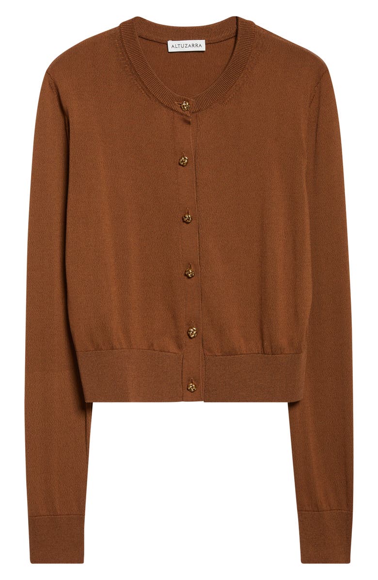 Altuzarra Maddox Cotton 
Silk Cardigan, Main, color, Toffee