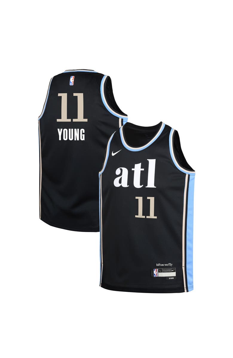 Nike Youth Nike Trae Young Black Atlanta Hawks  Swingman Replica Jersey - City Edition, Main, color, 