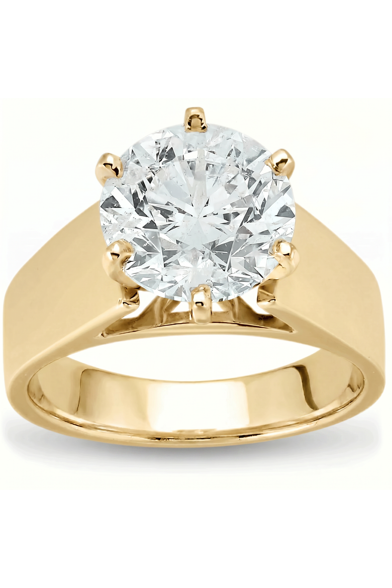 Certified 2Ct Round Diamond Solitaire Engagement Ring 14k Gold Lab Grown, Main, color, 14k Yellow Gold
