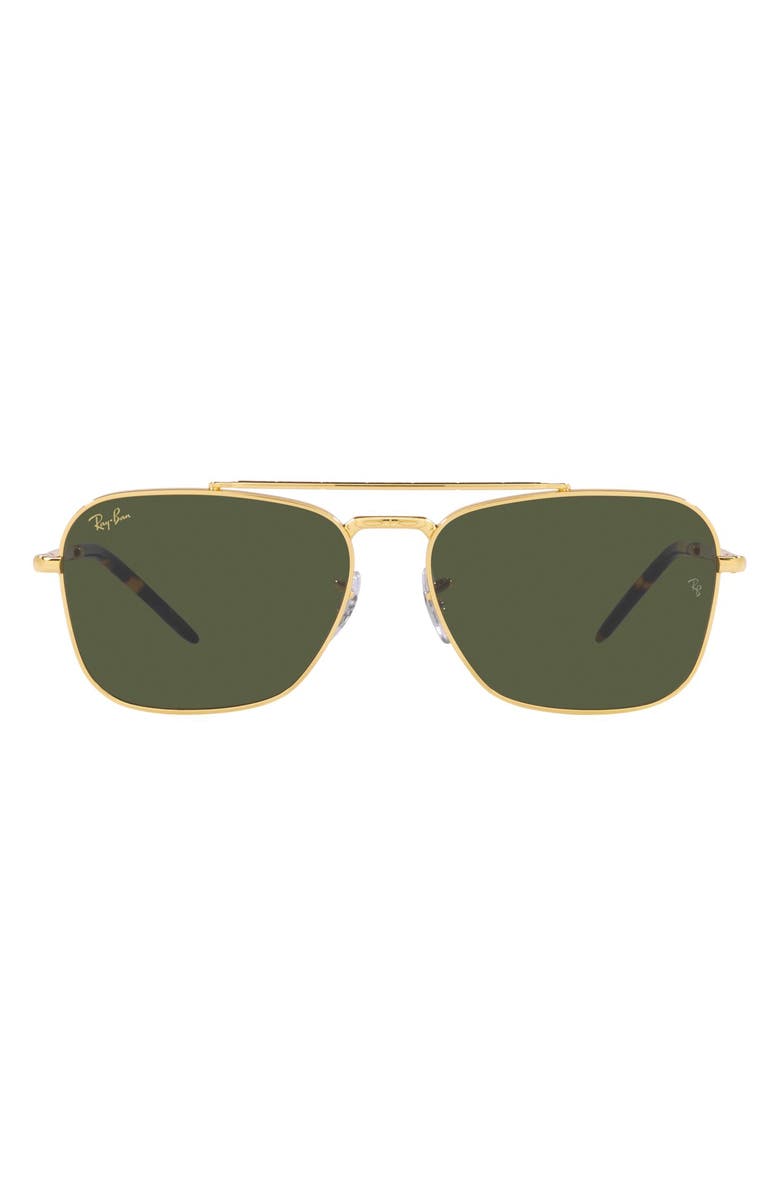 Ray-Ban New Caravan 58mm Square Sunglasses, Main, color, Legend Gold / Green