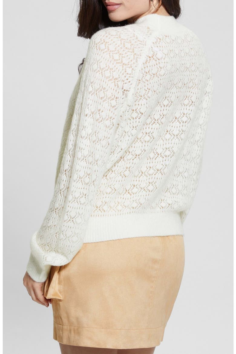 Kensley Open Stitch Mock Neck Sweater, Alternate, color, CREAM WHITE