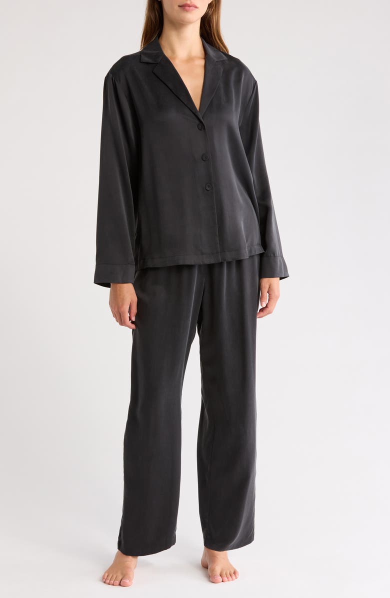 Lunya Washable Silk Pajamas, Main, color, Immersed Black