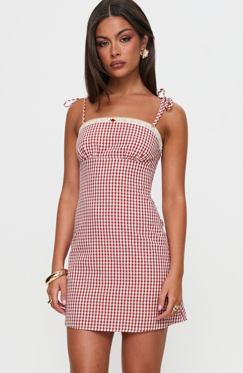 Princess Polly Burkes Gingham Minidress, Alternate, color, Red