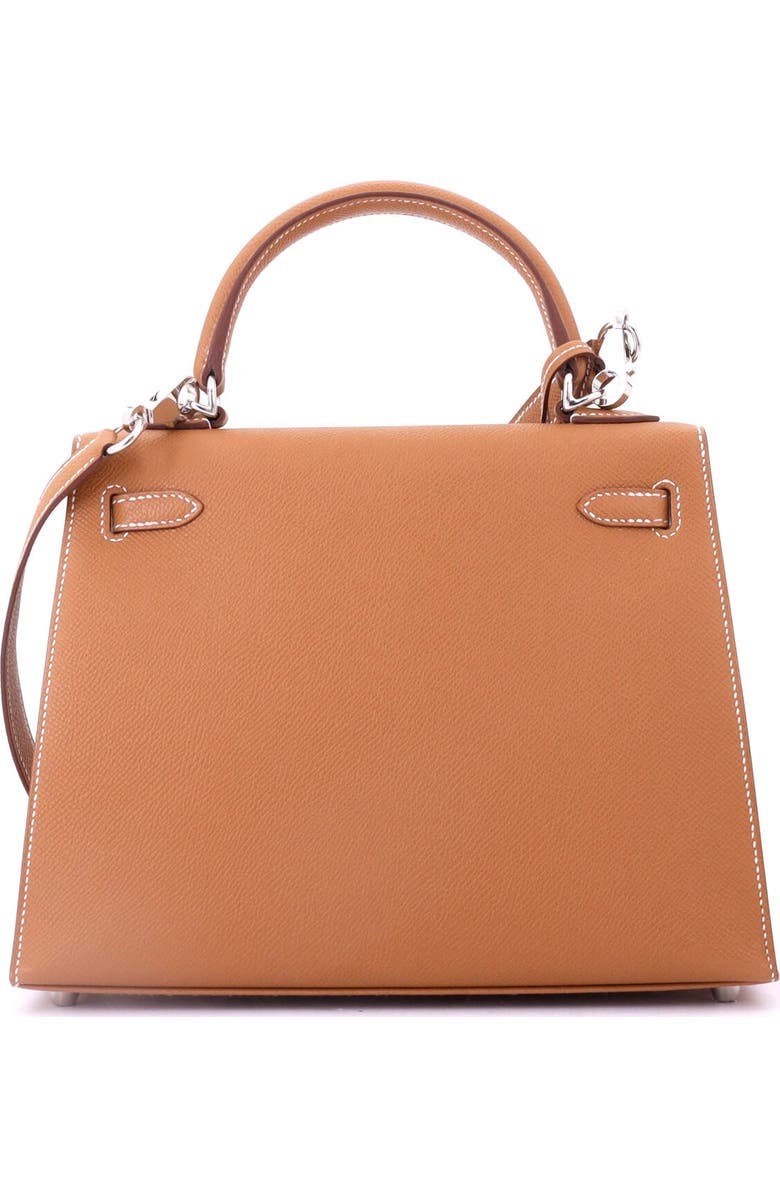 Pre-Owned Hermes Kelly Handbag Brown Epsom with Palladium Hardware 25, Alternate, color, Gold