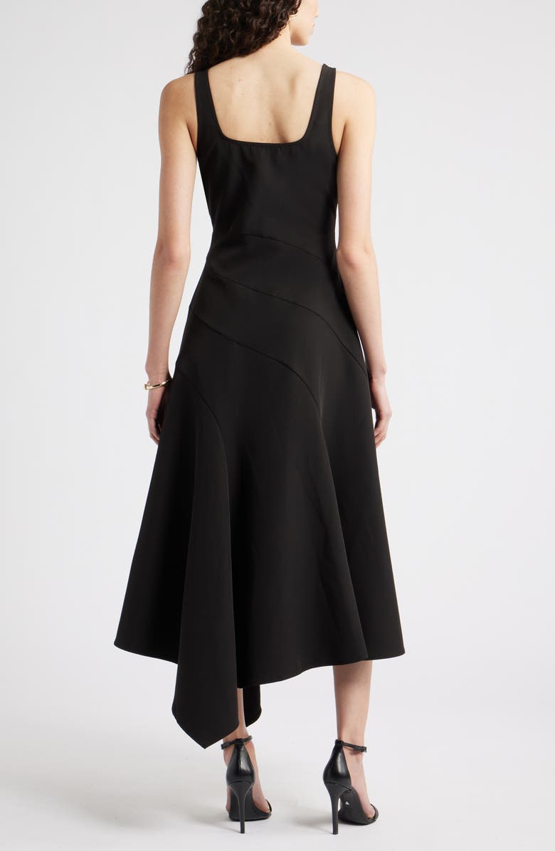 Chelsea28 Seam Detail Asymmetric Midi Dress, Alternate, color, Black