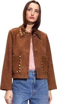 Cynthia Rowley Studded Suede Cropped Jacket