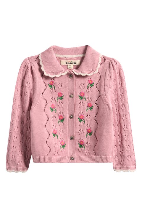 Kids' Collared Pointelle Cardigan (Toddler, Little Kid & Big Kid)