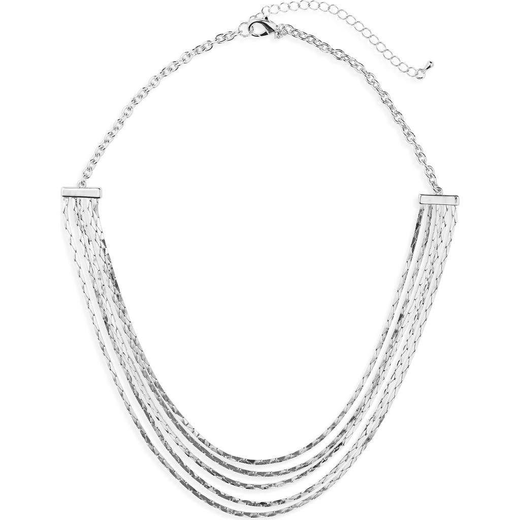 Nordstrom Rack Layered Chain Collar Necklace In Rhodium