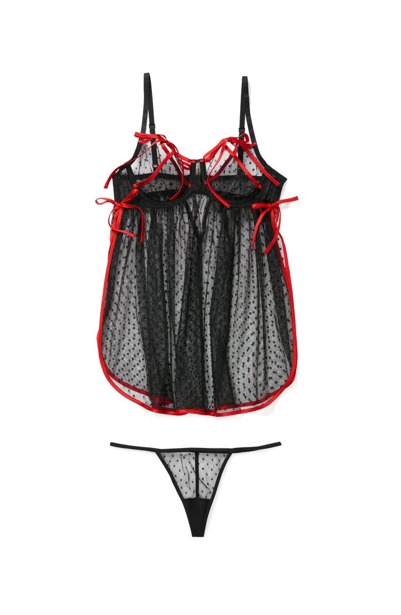 Adore Me Noemi Babydoll Lingerie, Alternate, color, Black