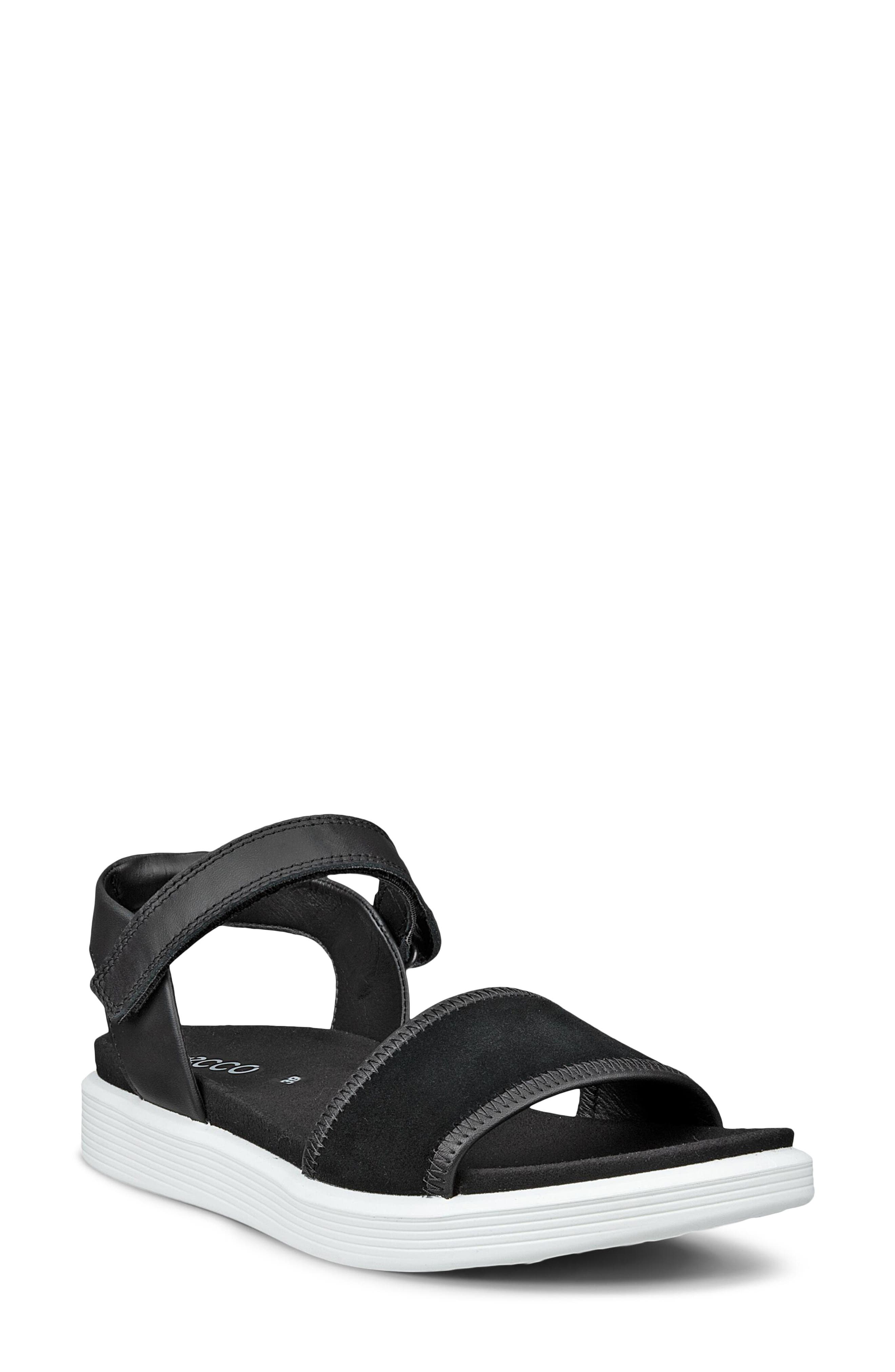 ECCO Soft Two Strap Sandal, Main, color, Black/ Black