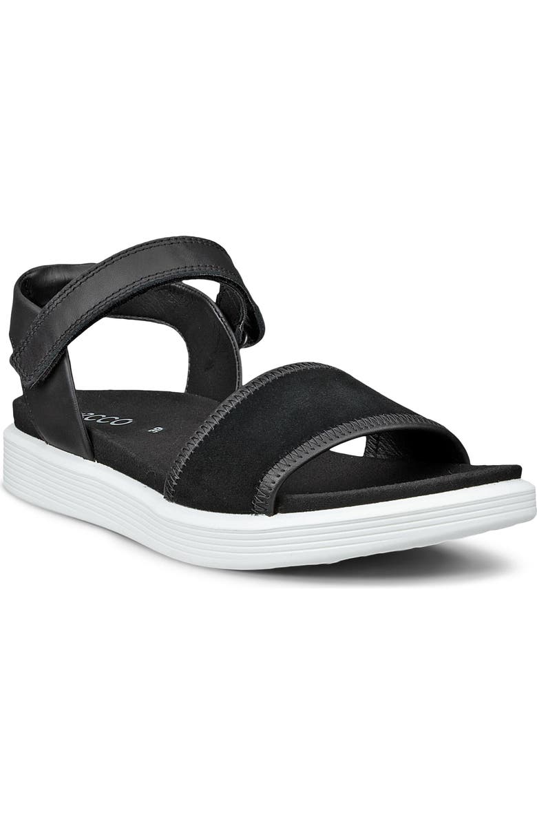 ECCO Soft Two Strap Sandal, Main, color, Black/ Black