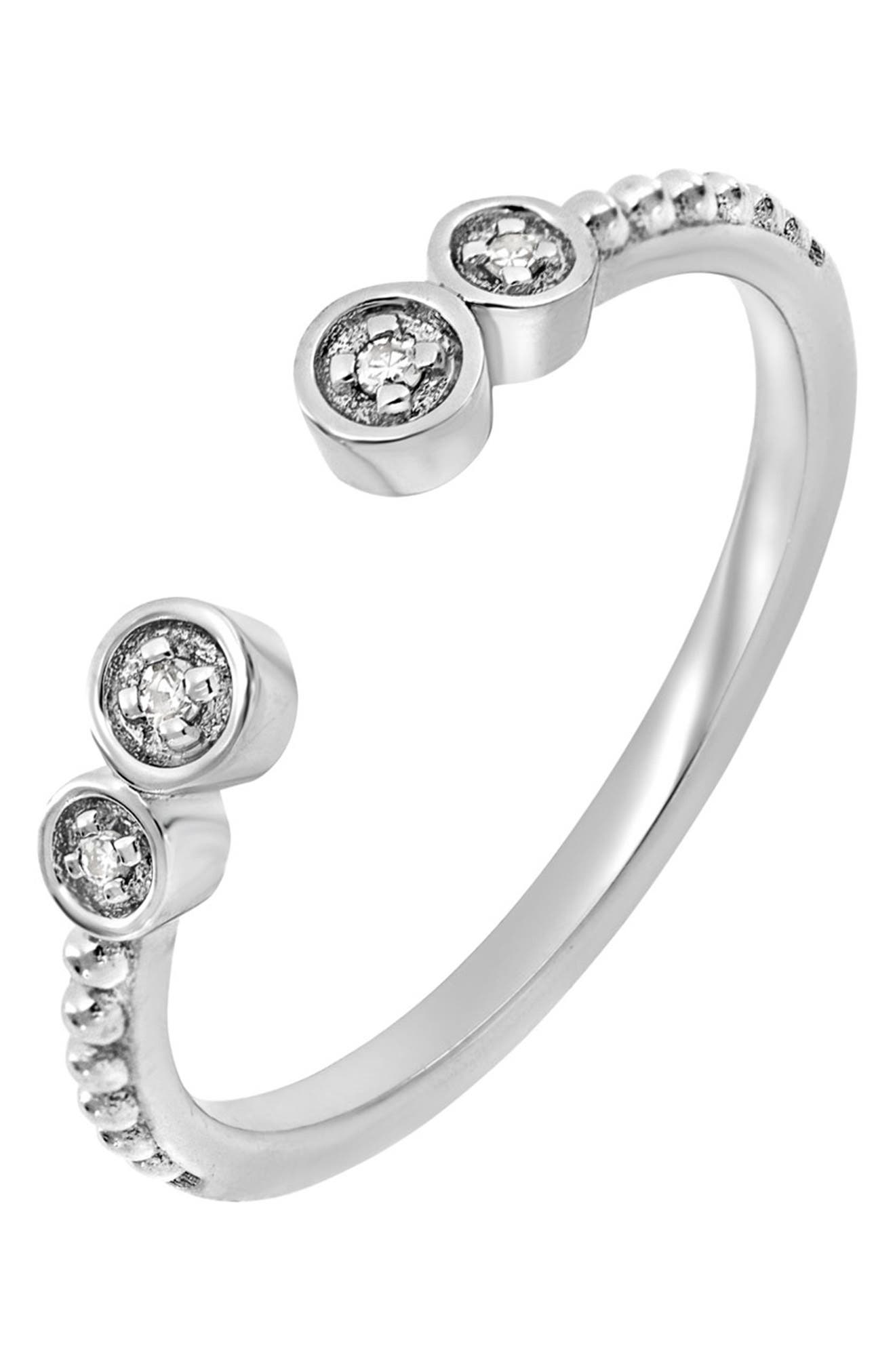 Carrière Jewelry Sterling Silver Perla Diamond Open Cuff Stack Ring - 0 ...