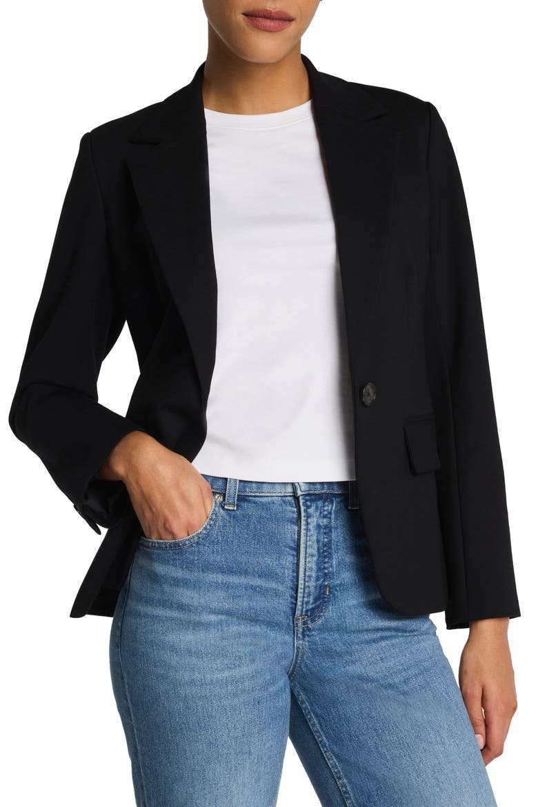 Stretch Ponte Blazer, Main, color, CLASSIC BLACK